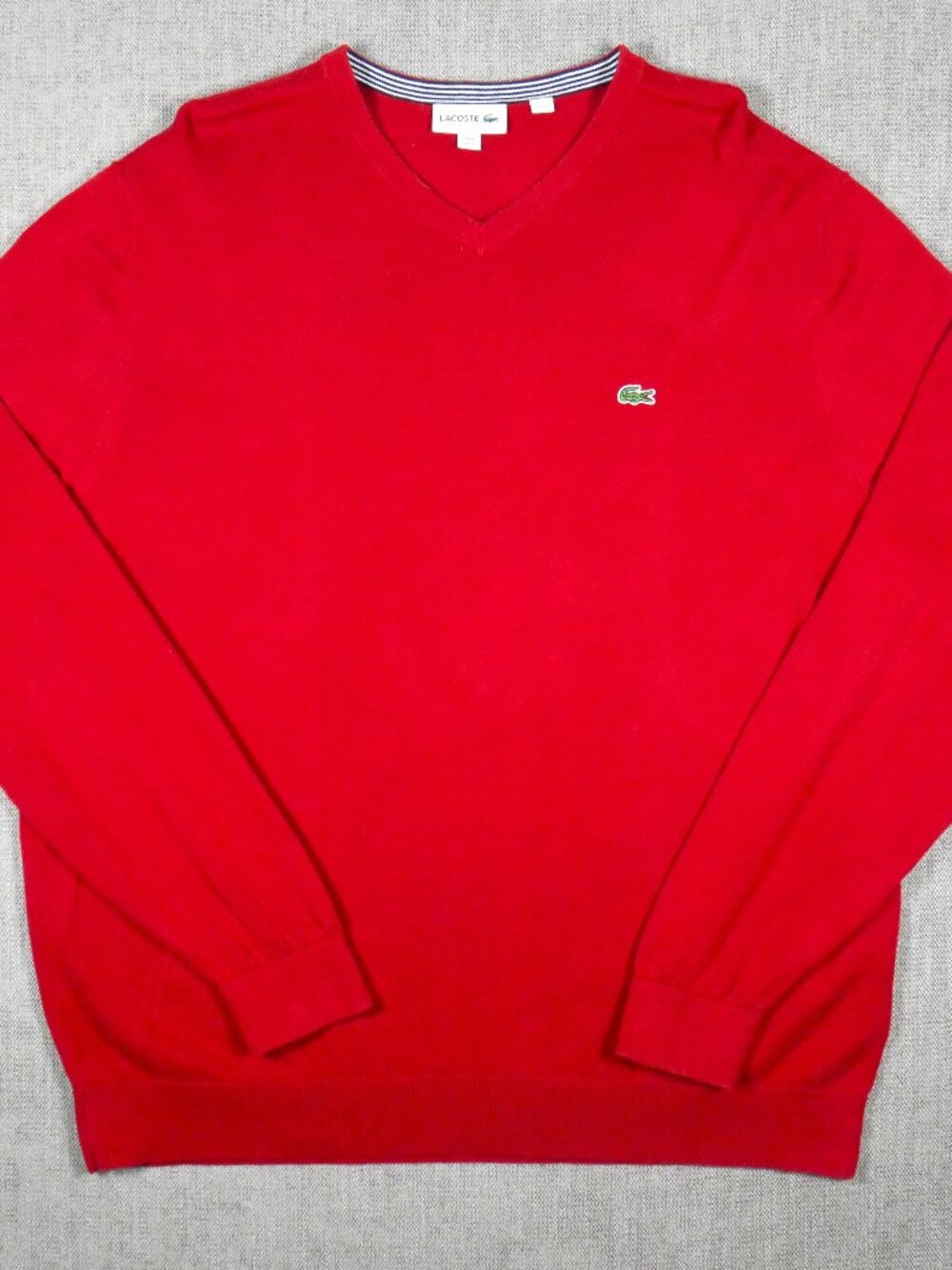 Lacoste Men's XL Red Knit V-neck sweater